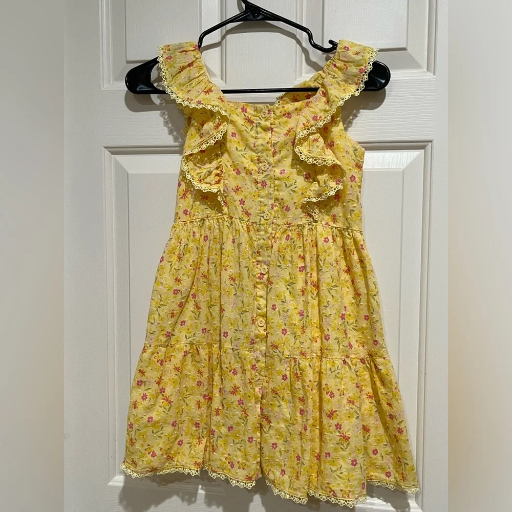 BTWEEN Yellow Floral Ruffle BUTTON UP FRONT KIDS Sundress GIRLS SIZE 8